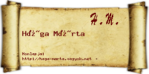 Hága Márta névjegykártya